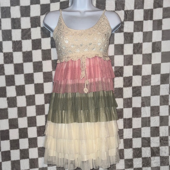 NWT J.Gee Women’s Boho Crochet & Tiered dress size SP/ Small Petite - Picture 2 of 9